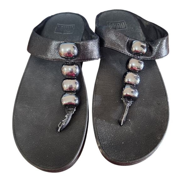 Fitflop women's sz 7 Rola toe-post sandal fit flop Thong black - Picture 1 of 14
